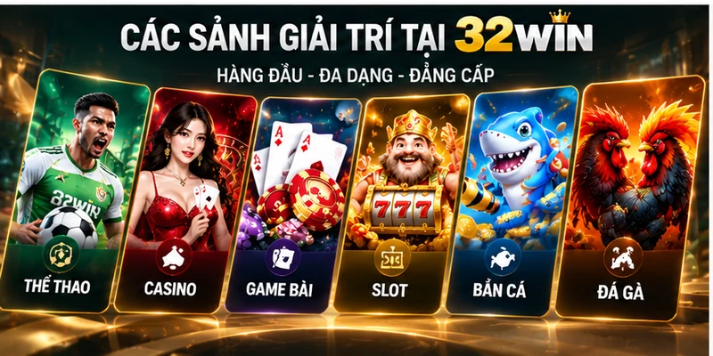 Các sảnh giải trí nổi bật trên 32WIN